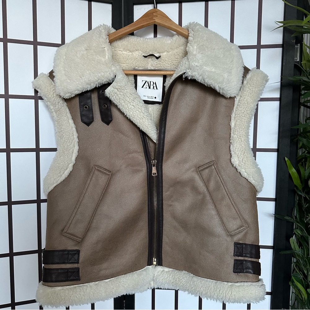 Zara Oversized Faux Shearling Vest